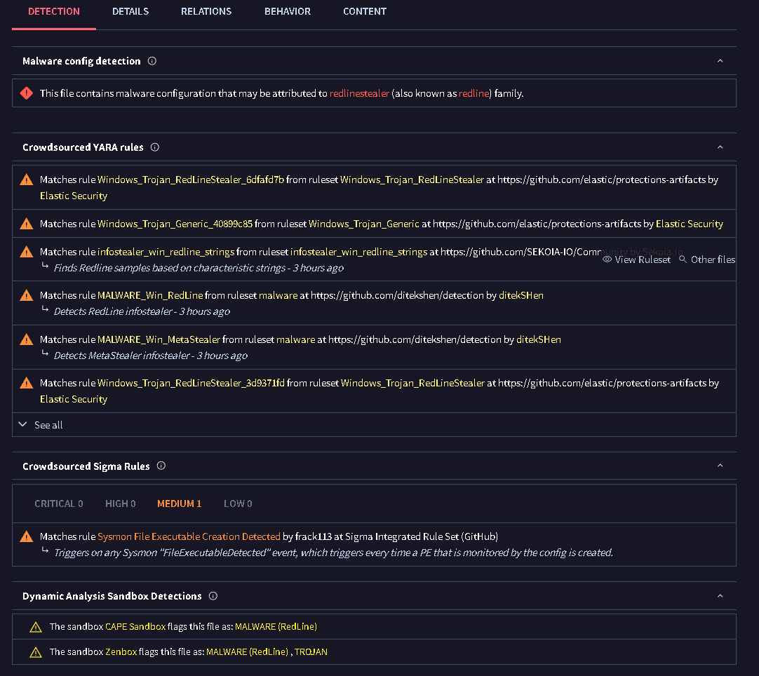 RedLine analysis